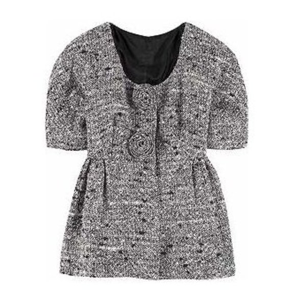 ANNA SUI Tweed Rosette Embellished Peplum Jacket sz 4 Women's - Picture 1 of 8